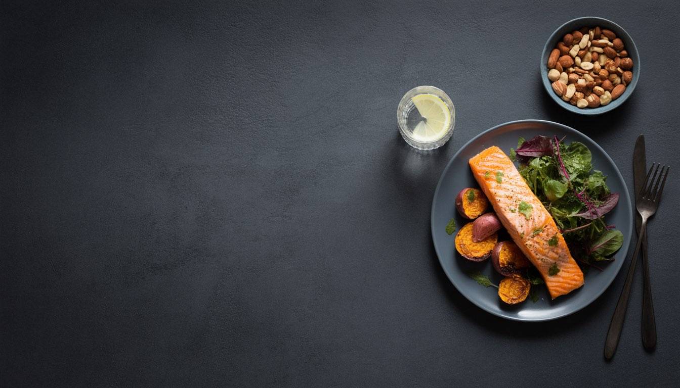 A prepared meal with vegetables and protein